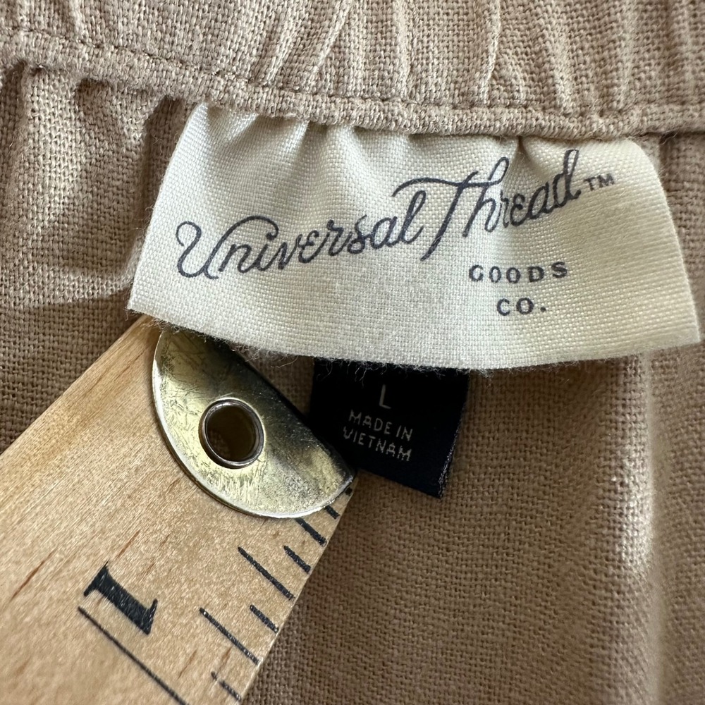 Universal Thread Tan Linen Blend Button Front Pap… - image 2